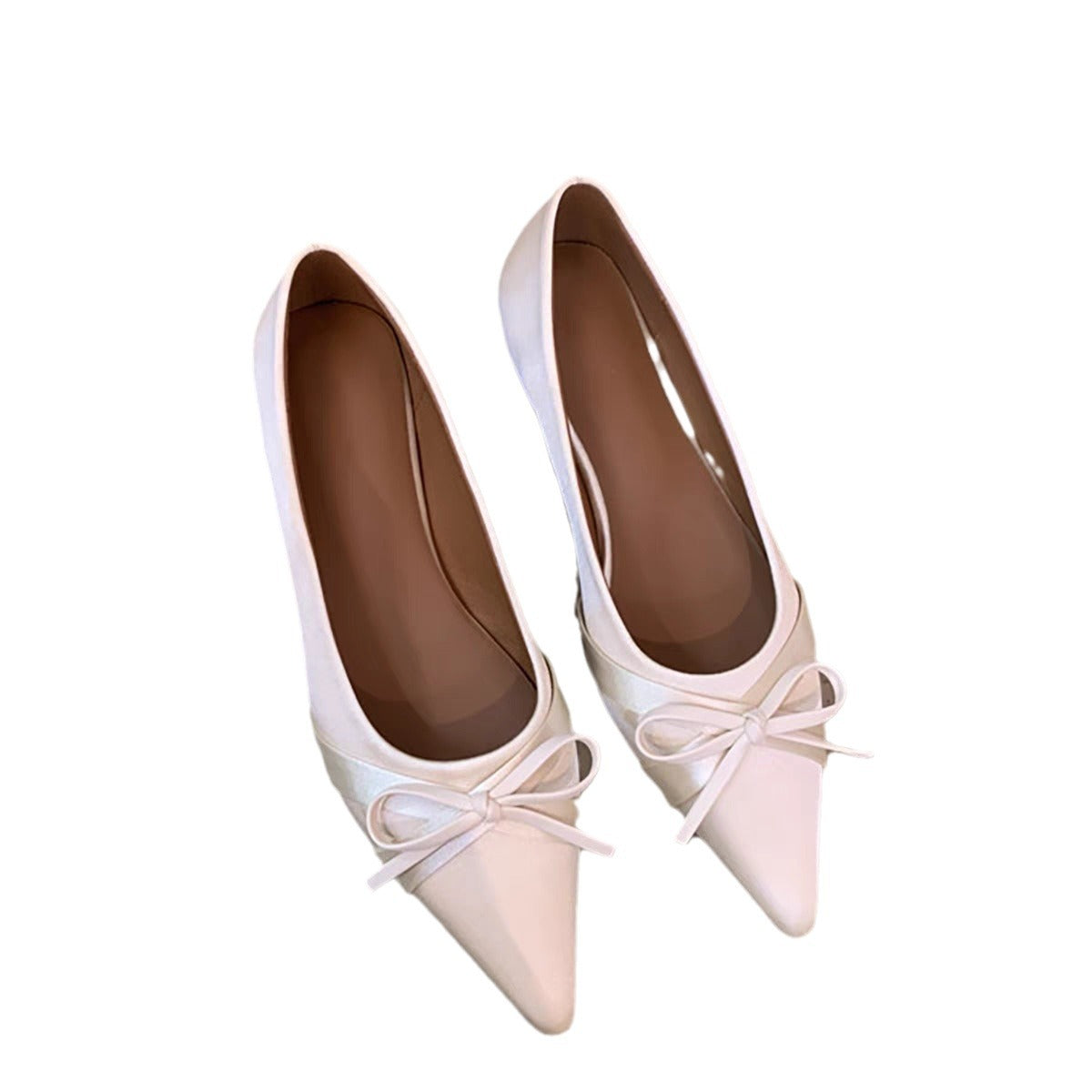 European and American style casual bow flats autumn new products pointed inner height increase shallow mouth single beanie shoes bag head single shoes