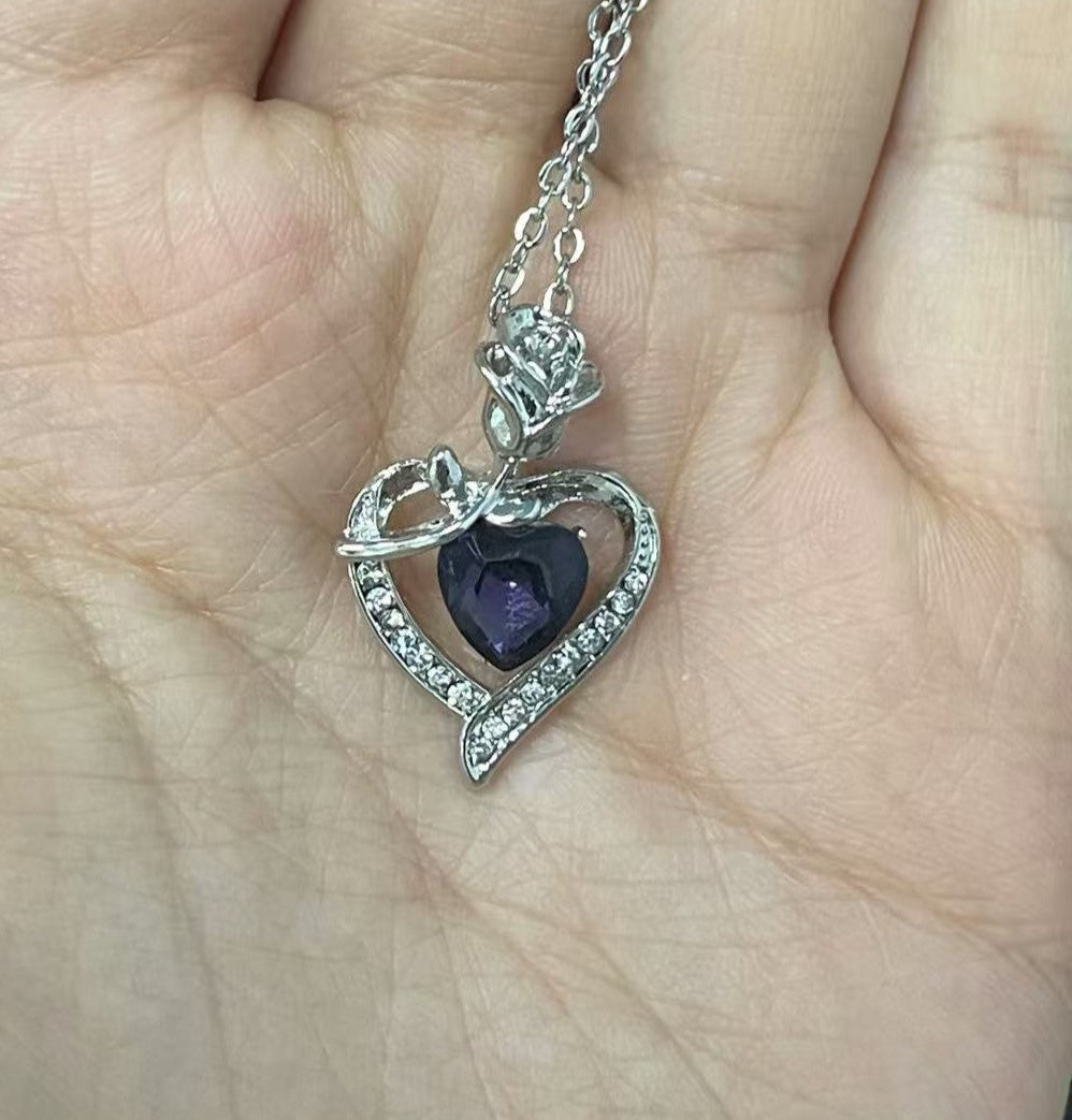 European and American fashion rose women's love-type diamond-encrusted pendant necklace Mother's Day gift jewelry