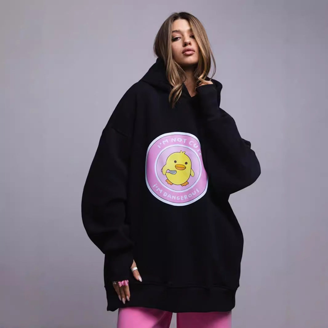 Hoodie sweater European and American autumn and winter new women's ins loose sports and leisure printed hooded sweater