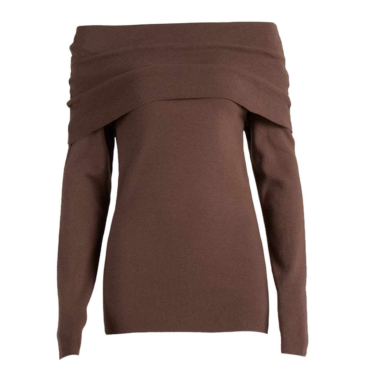 Sweater women's autumn and winter European and American style long-sleeved knitted bottoming shirt one-word shoulder sexy slim-fitting off-the-shoulder top
