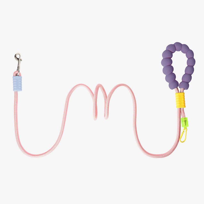 Dog leash, crossbody cloud bubble foam grip contrasting color P rope, puppy out pet walking dog rope