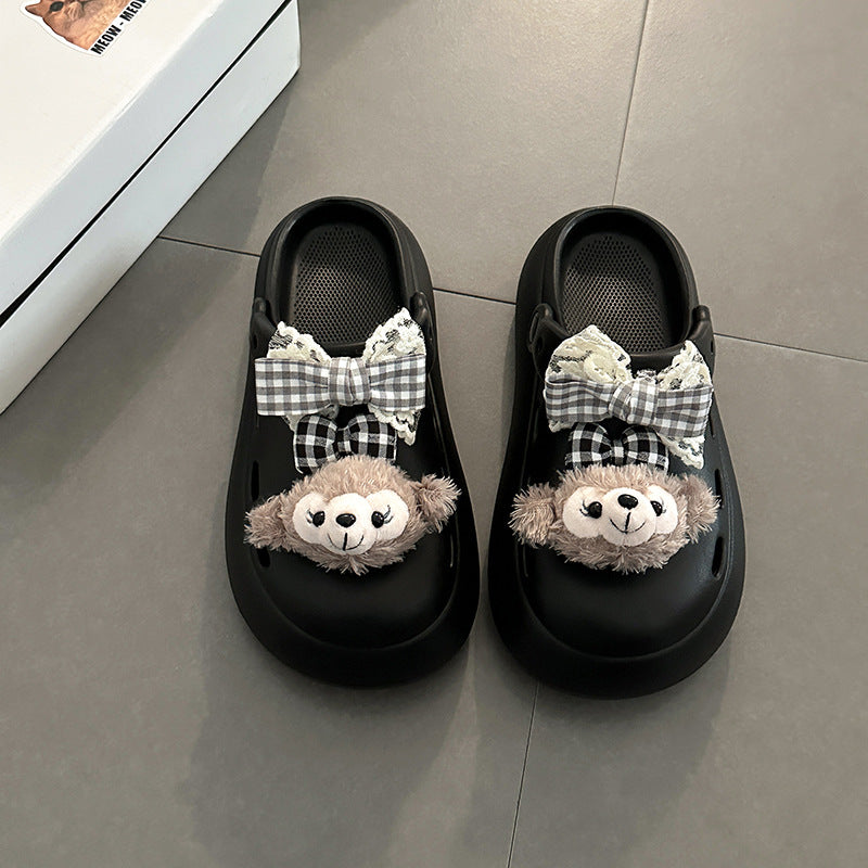 bow Sydney bag head half slippers women's outer wear spring and summer new hole shoes two wear sandals