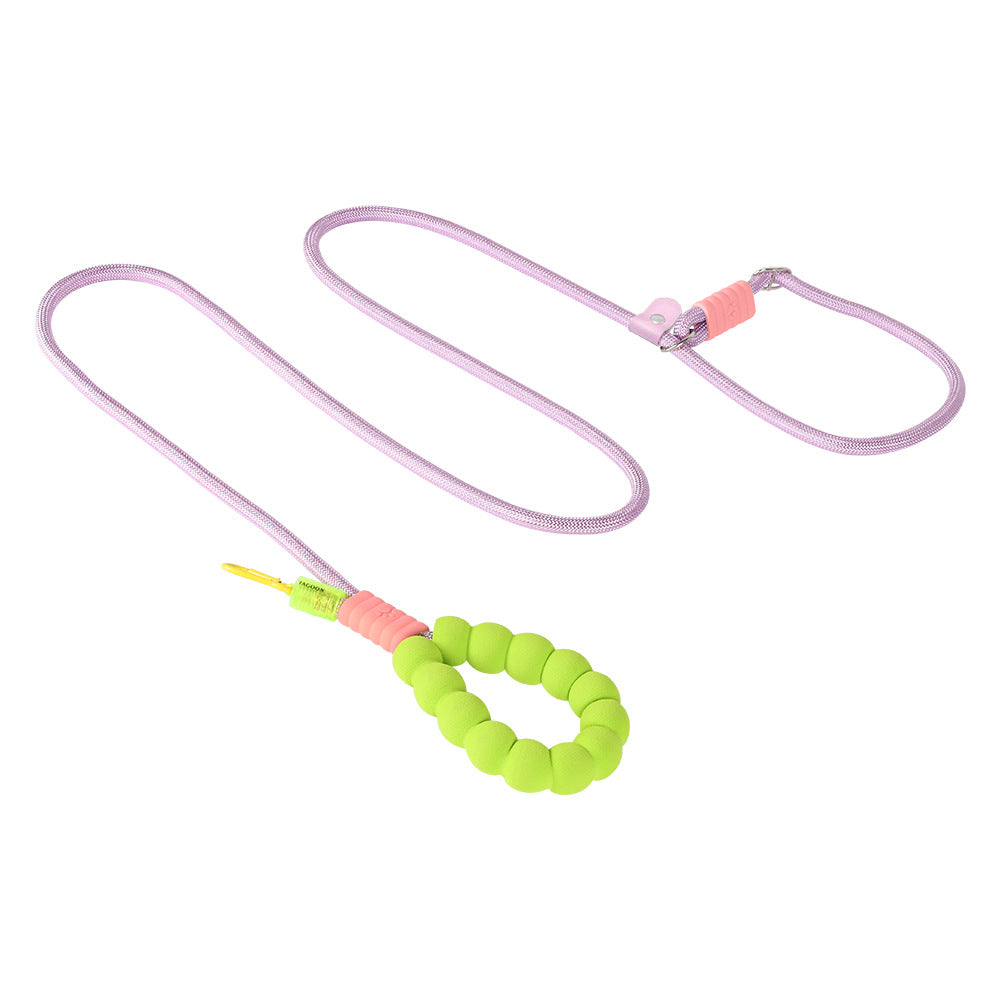 Dog leash, crossbody cloud bubble foam grip contrasting color P rope, puppy out pet walking dog rope