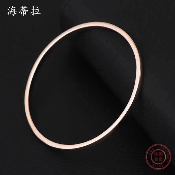 European and American popular plain circle rose gold bracelet cold wind ins round smooth surface men's and women's versatile closed bracelet