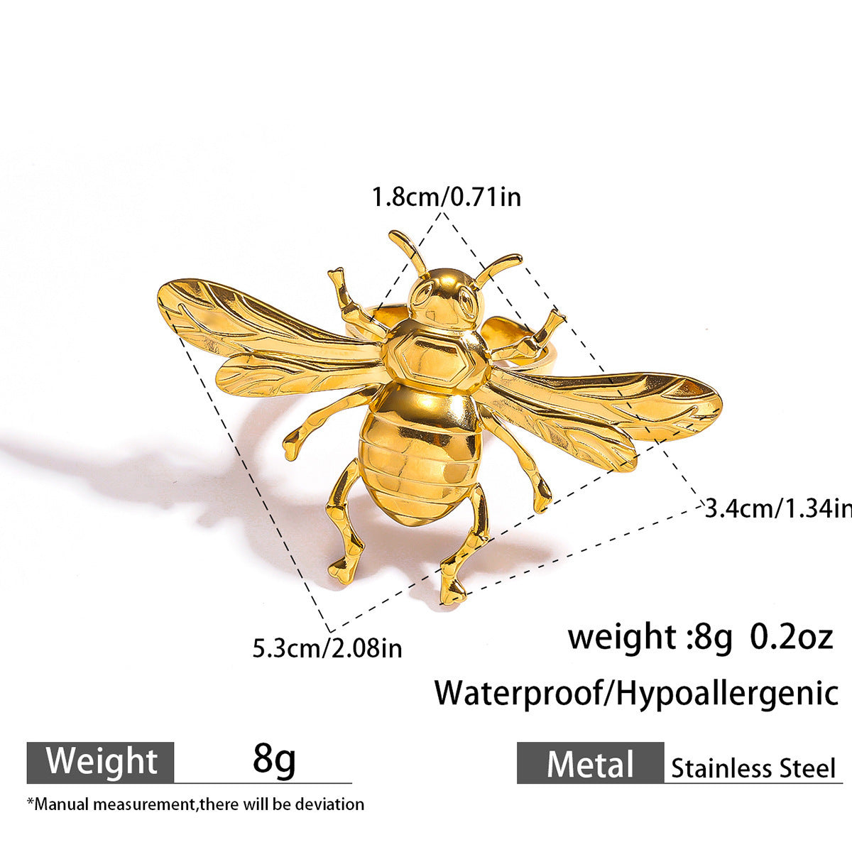 Malt stainless steel non-fading flower rings female three-dimensional opening design ring exaggerated European and American jewelry