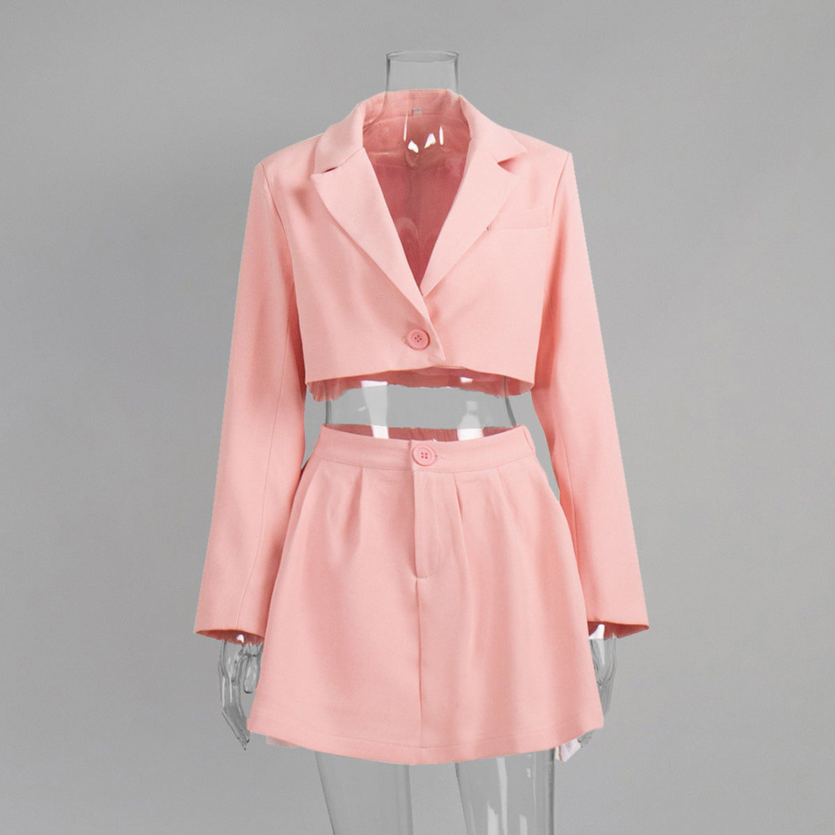 suit short skirt set European and American spring and summer Y2K front shoulder lapel small suit + miniskirt suit suits set