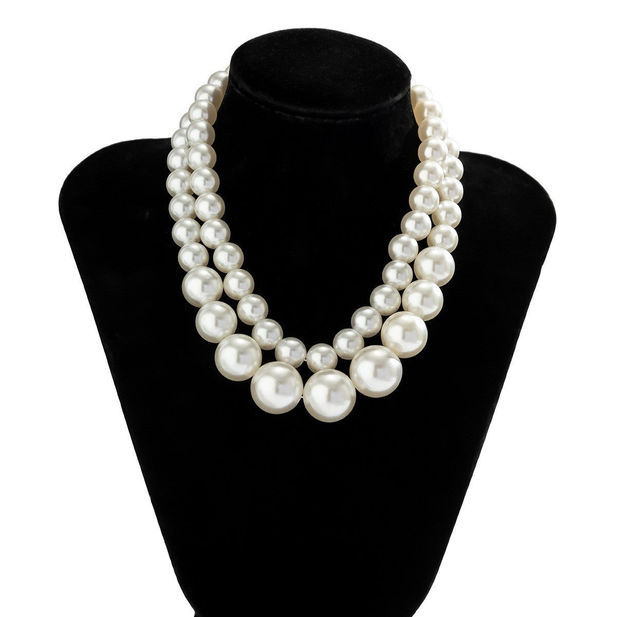 European and American jewelry exaggerated large pearl temperament choker versatile collarbone chain multi-layer beaded necklace women