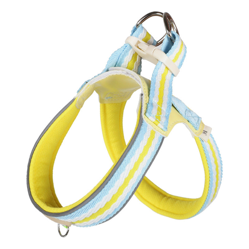 Summer dog leash contrasting colors soft breathable pet chest strap small dog dog chest back walking dog toy