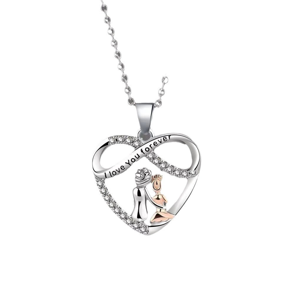 New Endless Love Mother and Daughter Necklace Women's Elegant Diamond-set Design Pendant Personalized Versatile Chain Jewelry