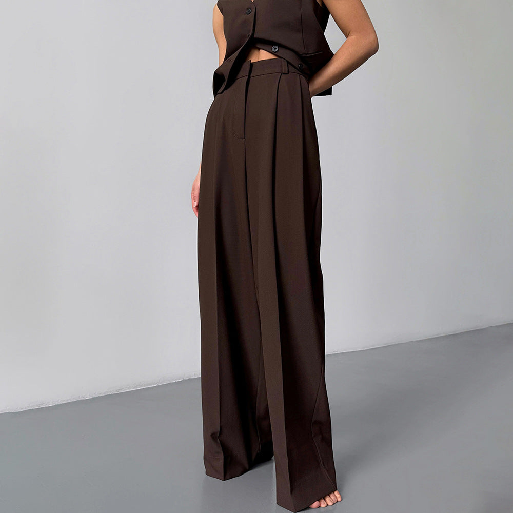 drape wide-leg trousers European and American spring and summer new versatile loose suit pants straight suit trousers women pant