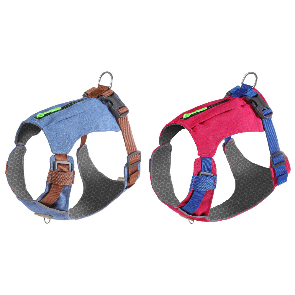 Upgrade lightweight dog chest back vest type durable dog chest back breathable convenient outdoor pet leash spot dog toy
