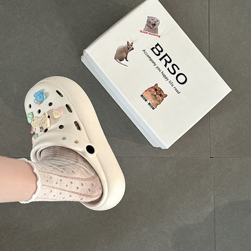 Fashion cute platform hole shoes women's spring and summer new versatile one-pedal slippers women's skirt tide