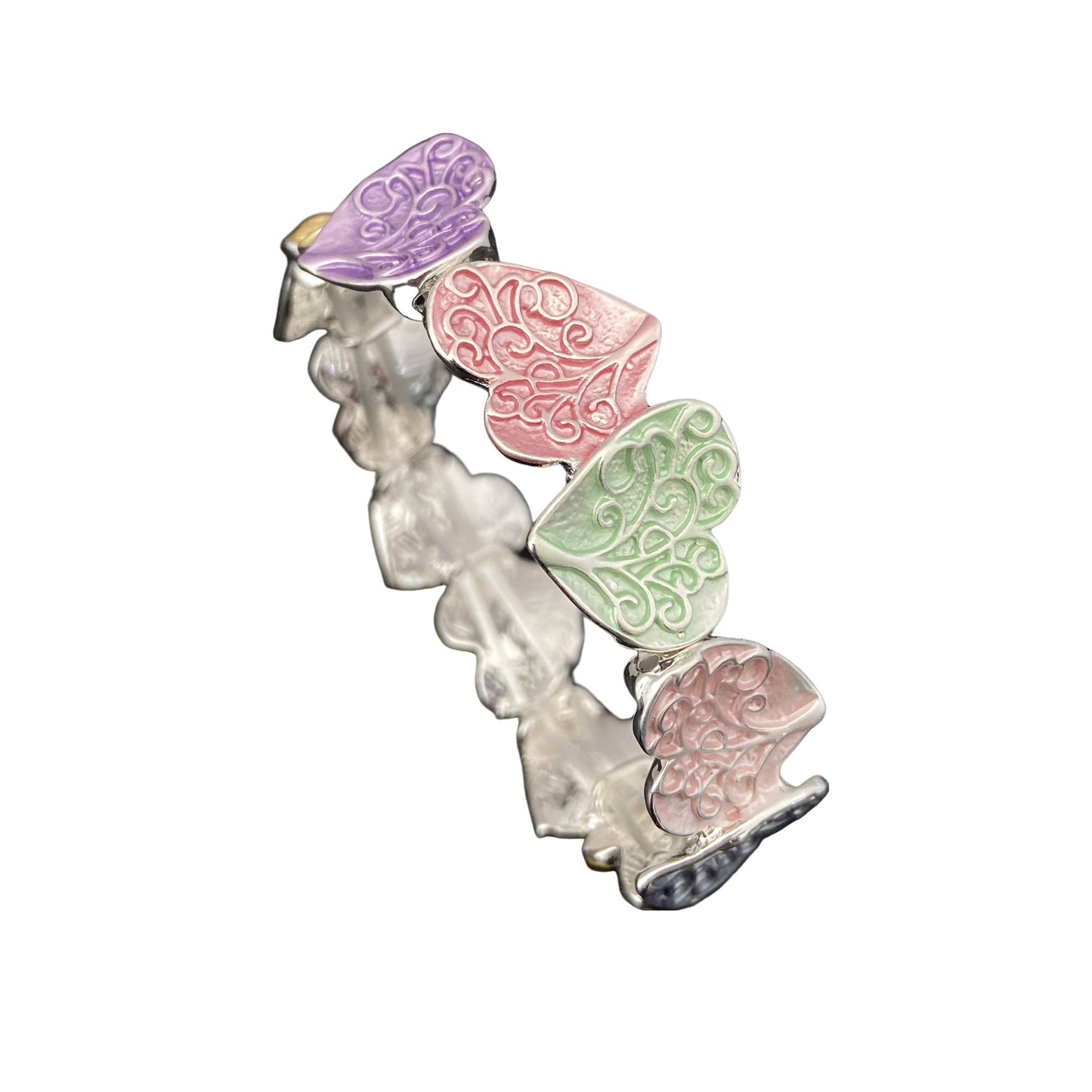 Hot-selling color painting oil tree of life love elastic bracelet, fashionable heart-shaped women's versatile alloy bracelet