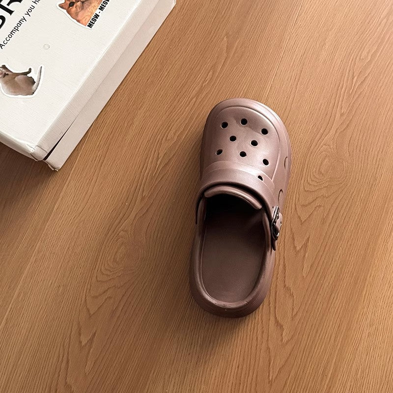 Simple Birkenstock hole shoes new beach non-slip deodorant stepping on shit bag head slippers women's summer wear