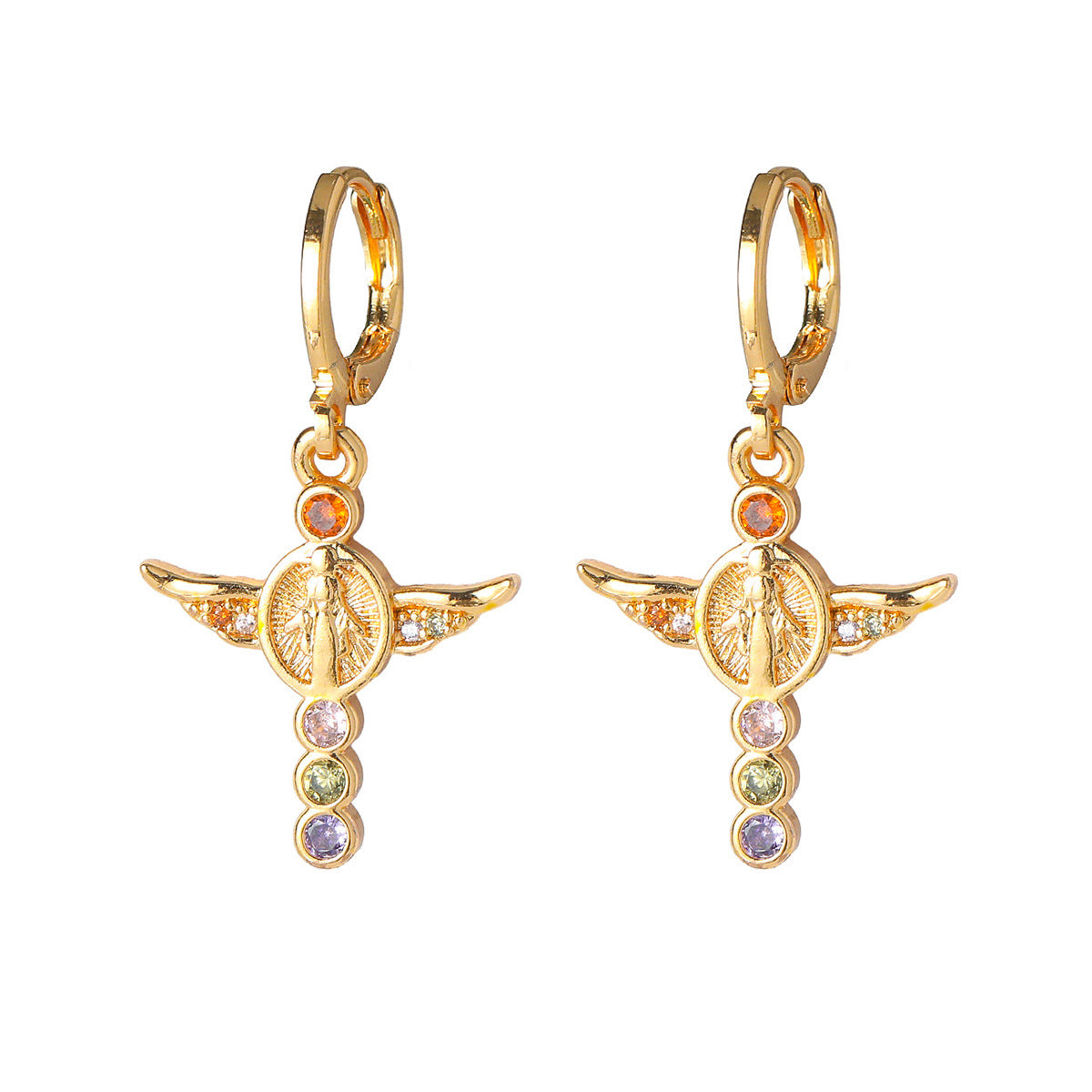 Choka, classic retro high-end luxury long ear buckle women, fashionable zircon earrings, versatile copper ear jewelry