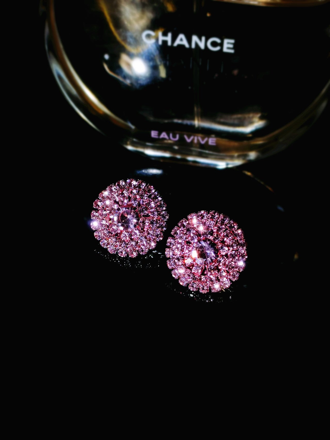 DINGKA explosive rhinestone geometric round women's earrings, a pair of versatile exquisite circles