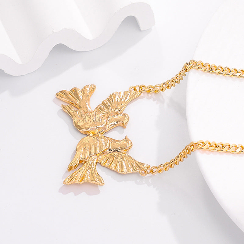 1 European and American fashion exaggerated fun hip-hop single item heavy metal gold peace dove female necklace street party style