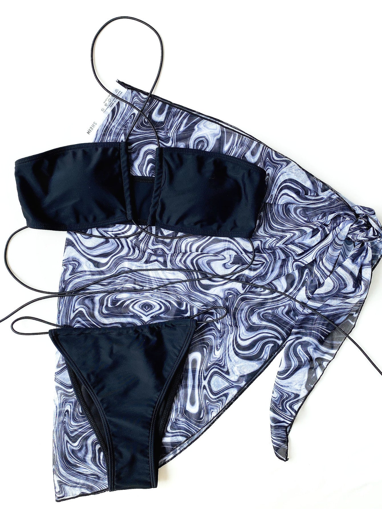 new foreign trade sexy solid color swimsuit bikini women's split swimsuits three-piece bikini