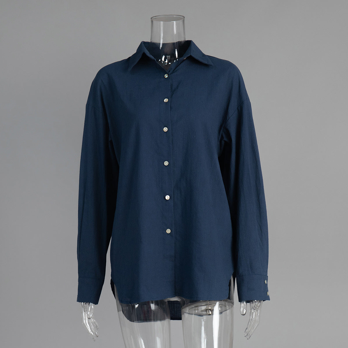 Casual shirt European and American spring and summer fashion versatile lazy fashion casual solid color simple loose shirt t-shirts