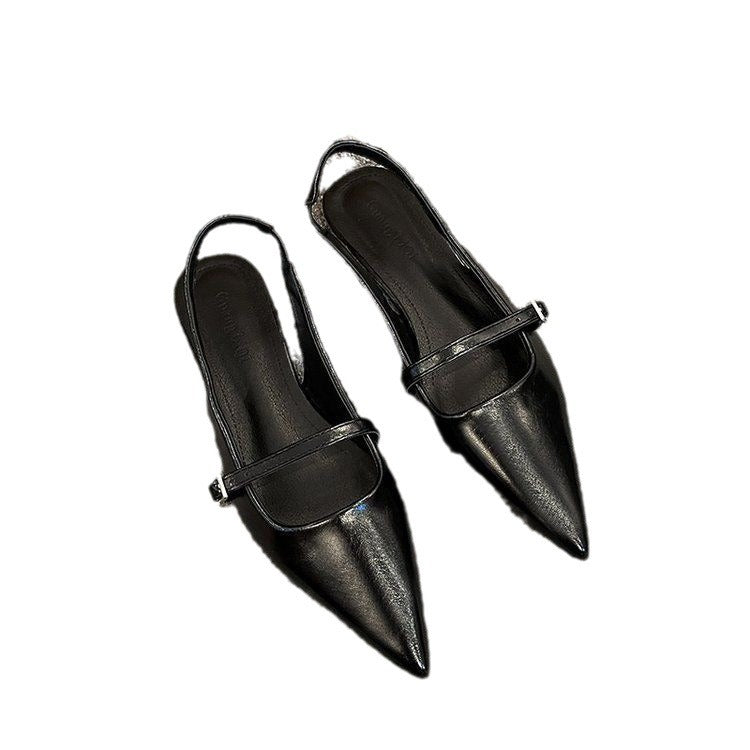 Flat bottom versatile bag head sandals women's shoes new Mary Jane with skirt pointed temperament niche single beanie shoes