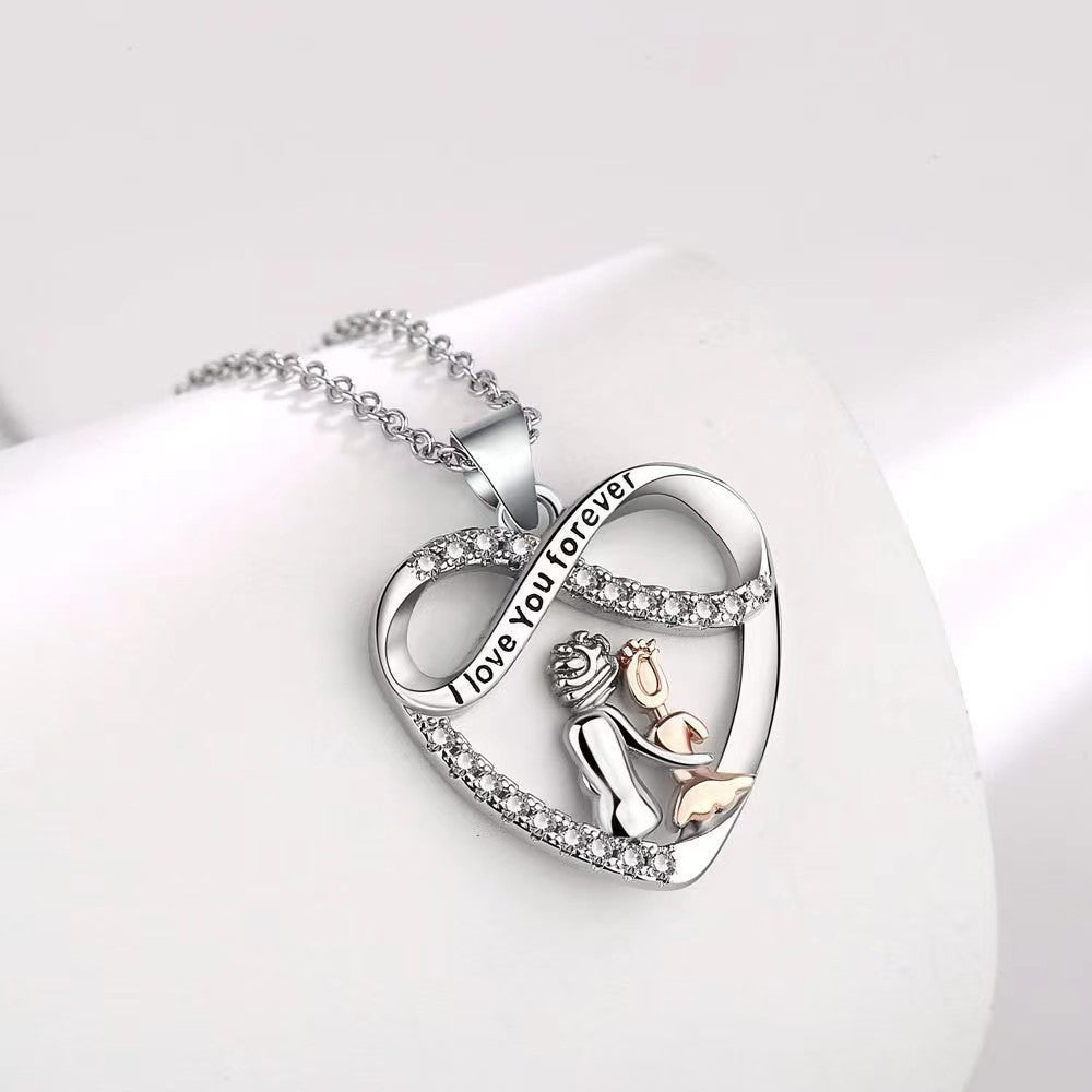 New Endless Love Mother and Daughter Necklace Women's Elegant Diamond-set Design Pendant Personalized Versatile Chain Jewelry