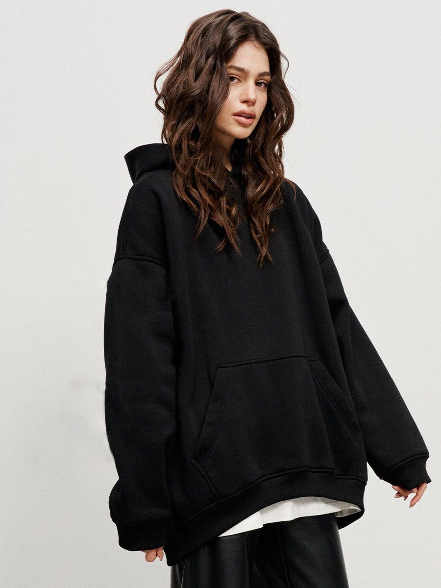 Hoodie European, American autumn and winter new street neutral wind fleece loose pocket hooded sweater