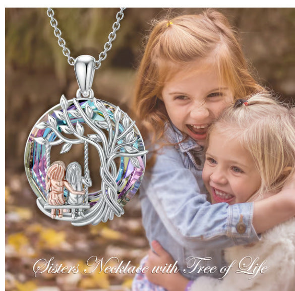Dragon and new, personalized fashion hollow tree of life micro diamond men's and women's collarbone chain pendant necklace