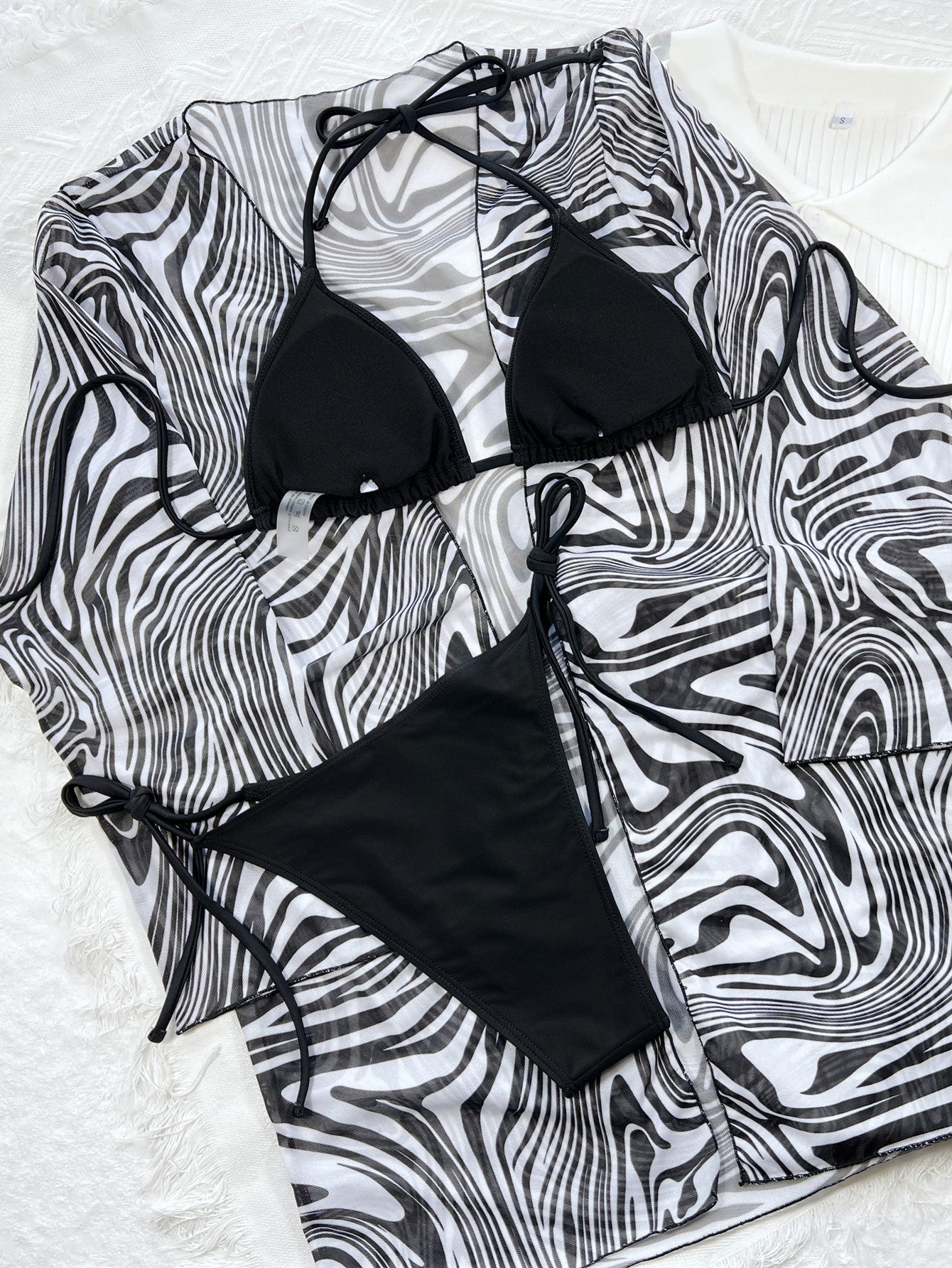 Three-piece single swimsuits bikini new swimsuit women's zebra pattern split swimsuit