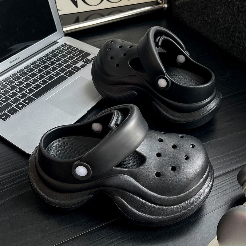 new muffin hole shoes female Mary Jane cute cartoon platform beach non-slip outer wear bag head cool slippers