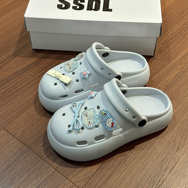 Hole shoes shoe flower cartoon DIY cute bow women KT cat shoes summer decorative accessories head half slippers