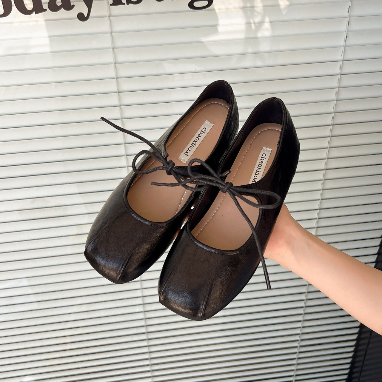 Vintage casual inner heightening single beanie shoes women's summer lace-up bow leather shoes comfortable ballet Mary Jane shoes