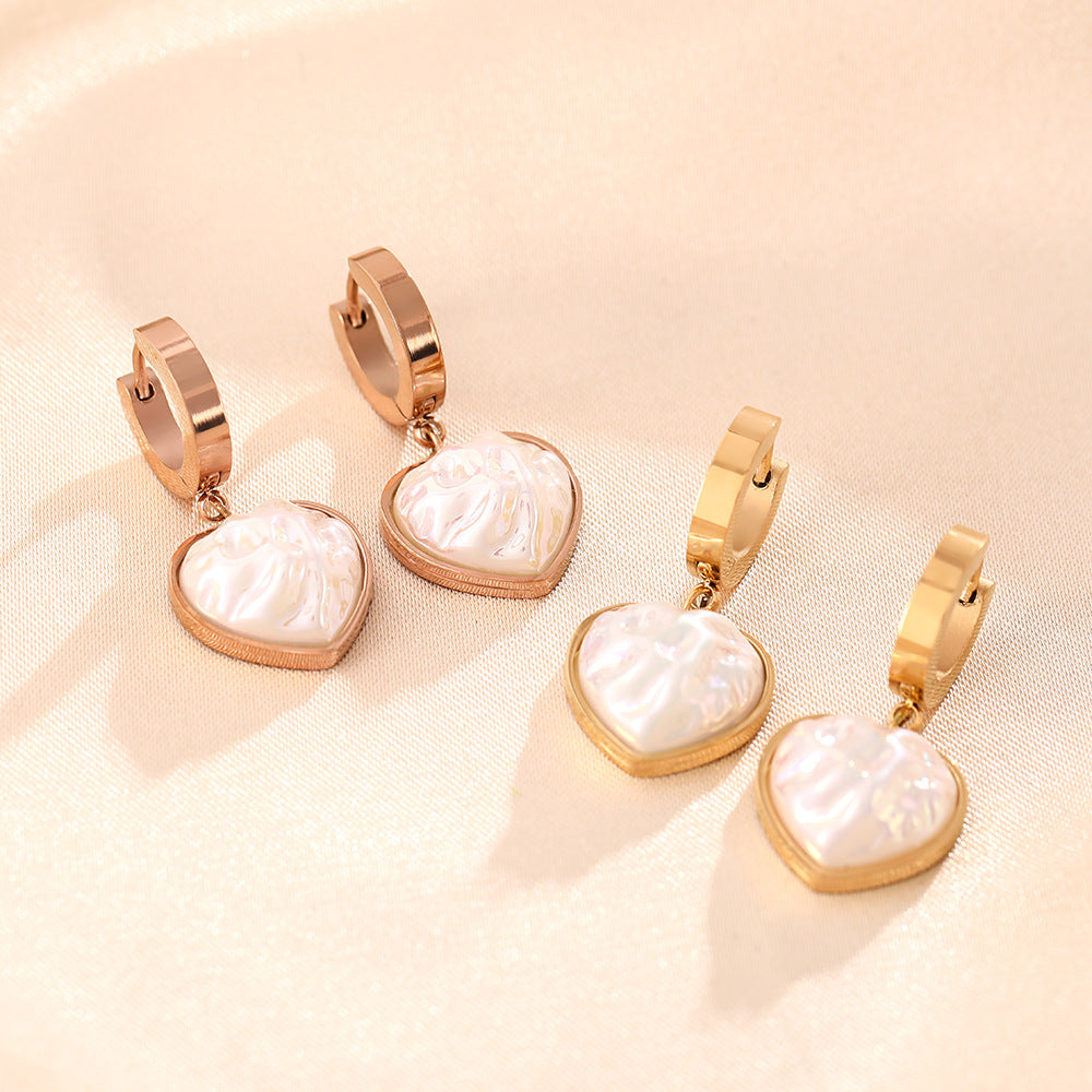 Korean version of Internet celebrity love mermaid color pendant earrings temperament versatile high sense light luxury earrings jewelry does not fade
