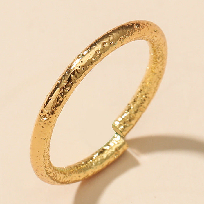 European and American retro hand-made beating concave-convex texture fine ring women's high-end sense simple daily versatile rings