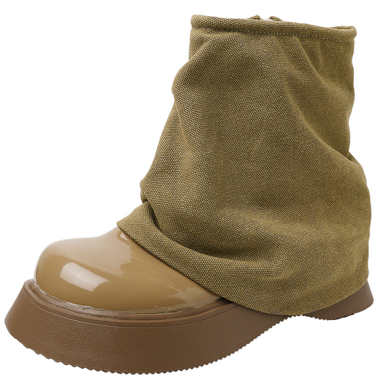 Short boots slim Martin boots pant tube boots women's summer new muffin thick-soled big head fashion stacking boots shoes