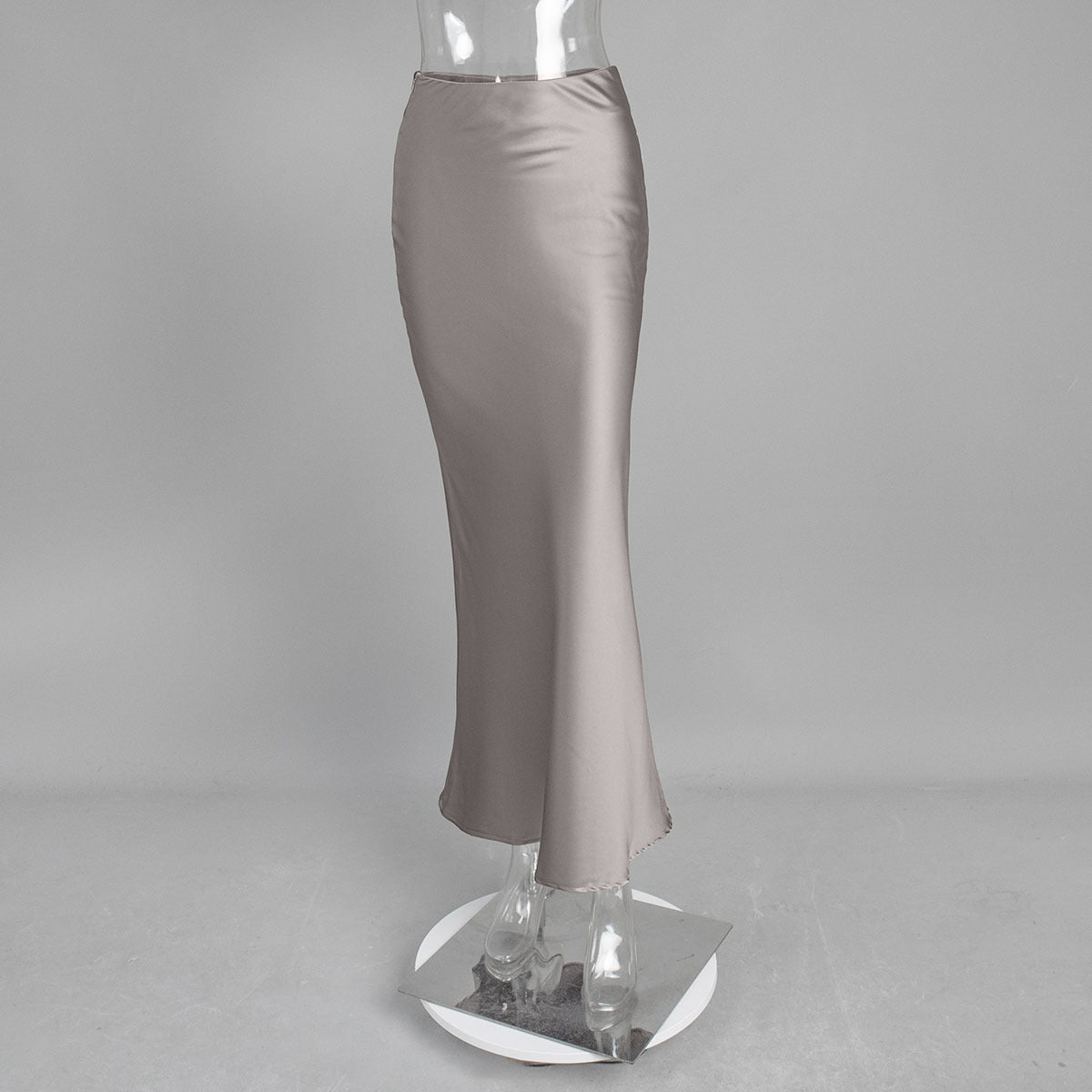 Fishtail skirt European and American spring satin satin satin long high-waisted hip-wrapped floor-mopping fishtail skirt dress
