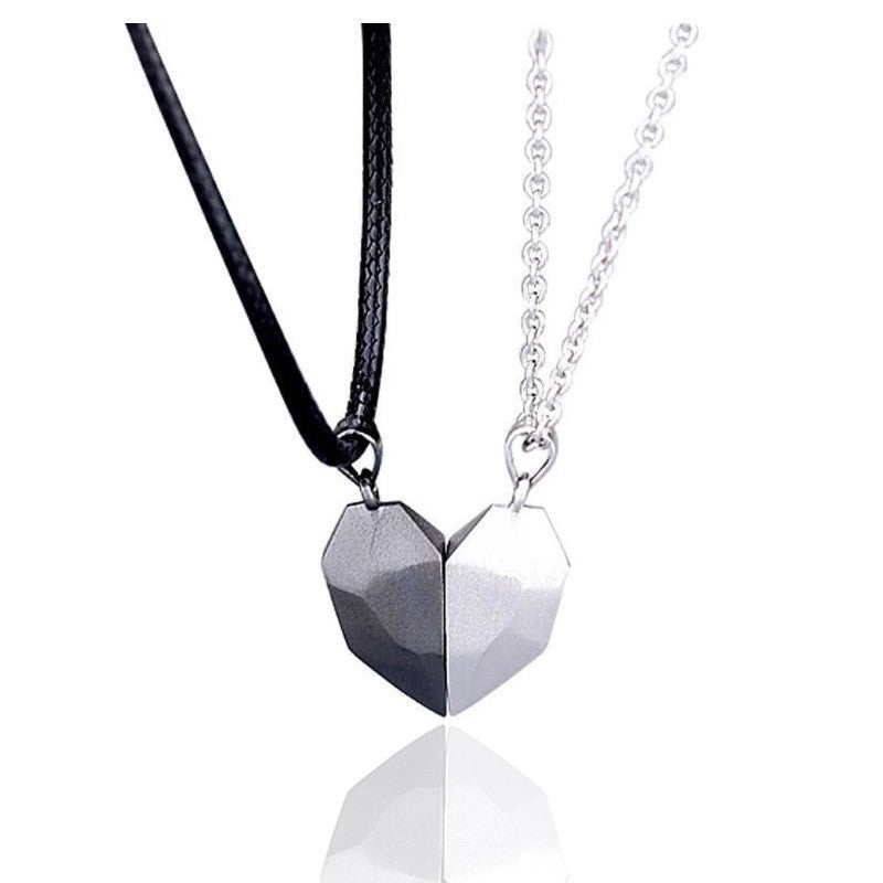 Dragon and Explosive Couple Love Item Magnet Necklace, Wishing Stone Pendant Heartbreak Clavicle Chain Heart Necklace