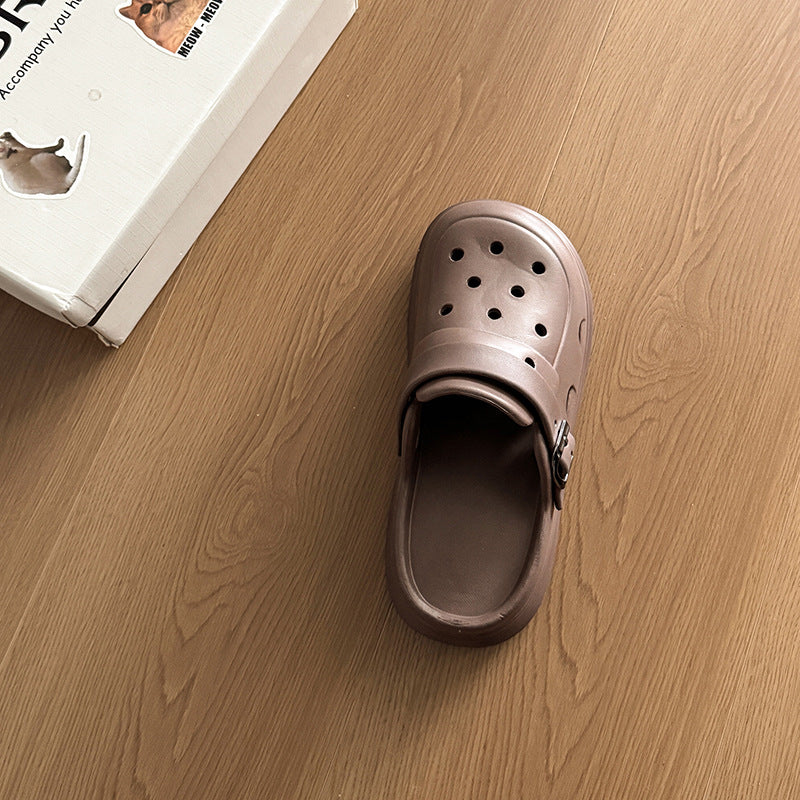 Simple Birkenstock hole shoes new beach non-slip deodorant stepping on shit bag head slippers women's summer wear