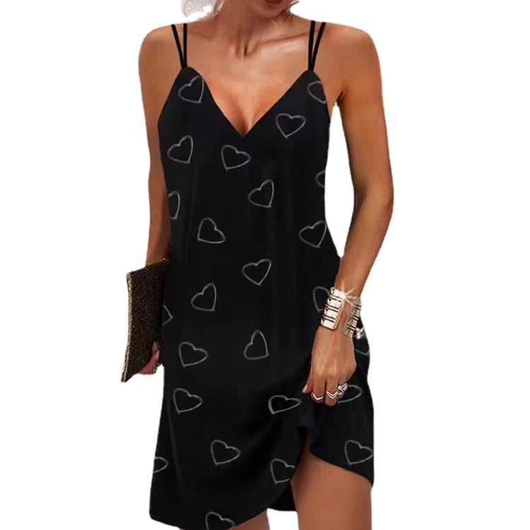 Summer new women's clothing hot-selling seamless V-neck printed double shoulder suspender skirts