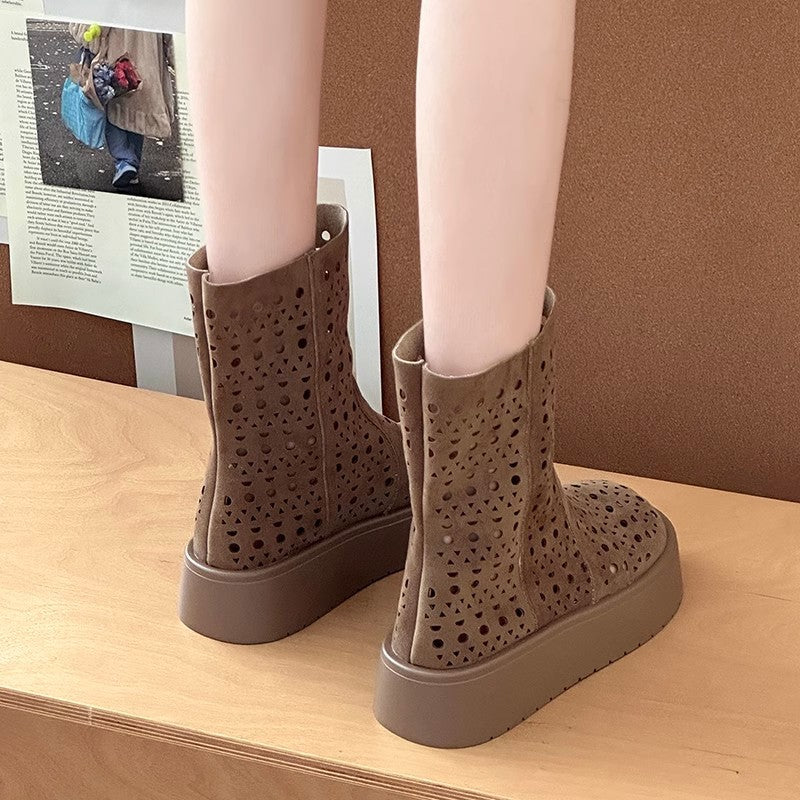 Hollow breathable short boots children's summer thin new flat-bottomed casual Martin boots Birkenstock hole cool boot shoes