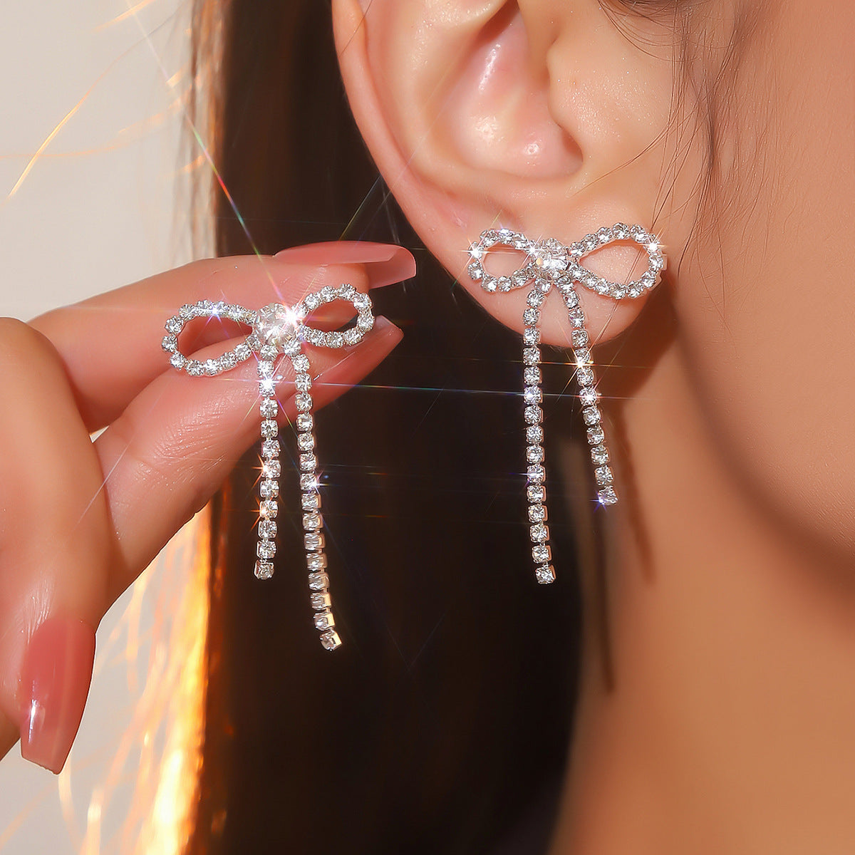DINGKA popular, high-end geometric design earrings for women, shiny diamond-encrusted small stud earrings, elegant trendy ear jewelry