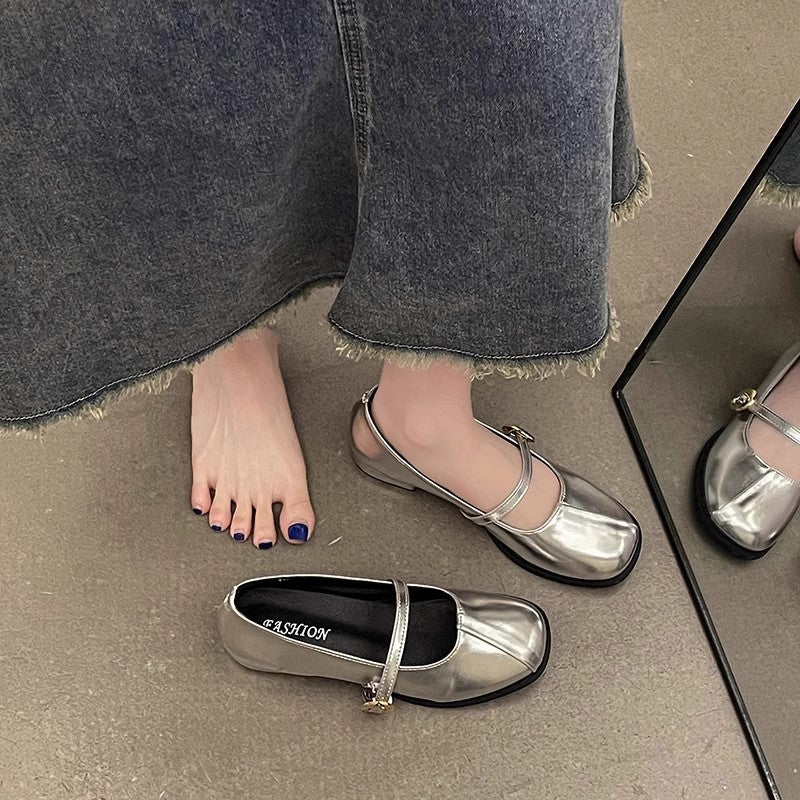 French small fragrant style versatile small leather shoes women's summer new casual single beanie shoes evening evening breeze with skirt Mary Jane shoes