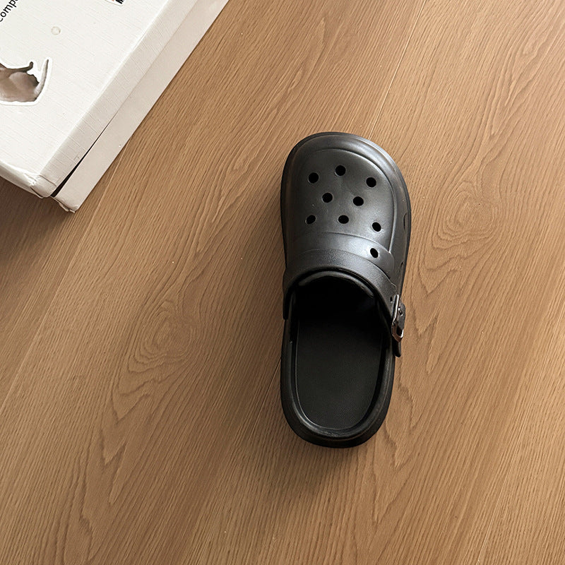 Simple Birkenstock hole shoes new beach non-slip deodorant stepping on shit bag head slippers women's summer wear