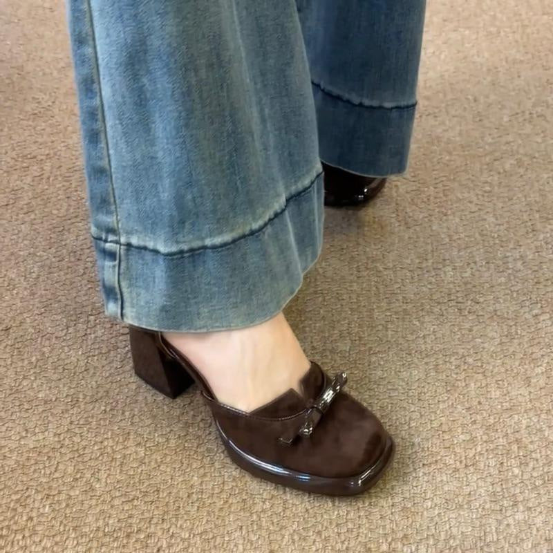 New Chinese retro versatile Mary Jane single beanie shoes women's outer wear spring new temperament bow high heels