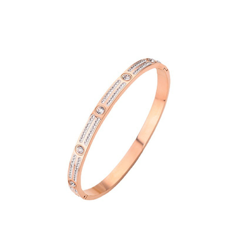Kajia Gypsy two-row diamond bracelet, popular big names in men, women and Europe, new bracelet titanium steel rose gold