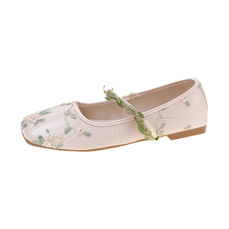 New Chinese single shoes antique embroidered shoes versatile Mary Jane single shoes women's cheongsam Han element tea art Hanfu shoes children beanie shoes