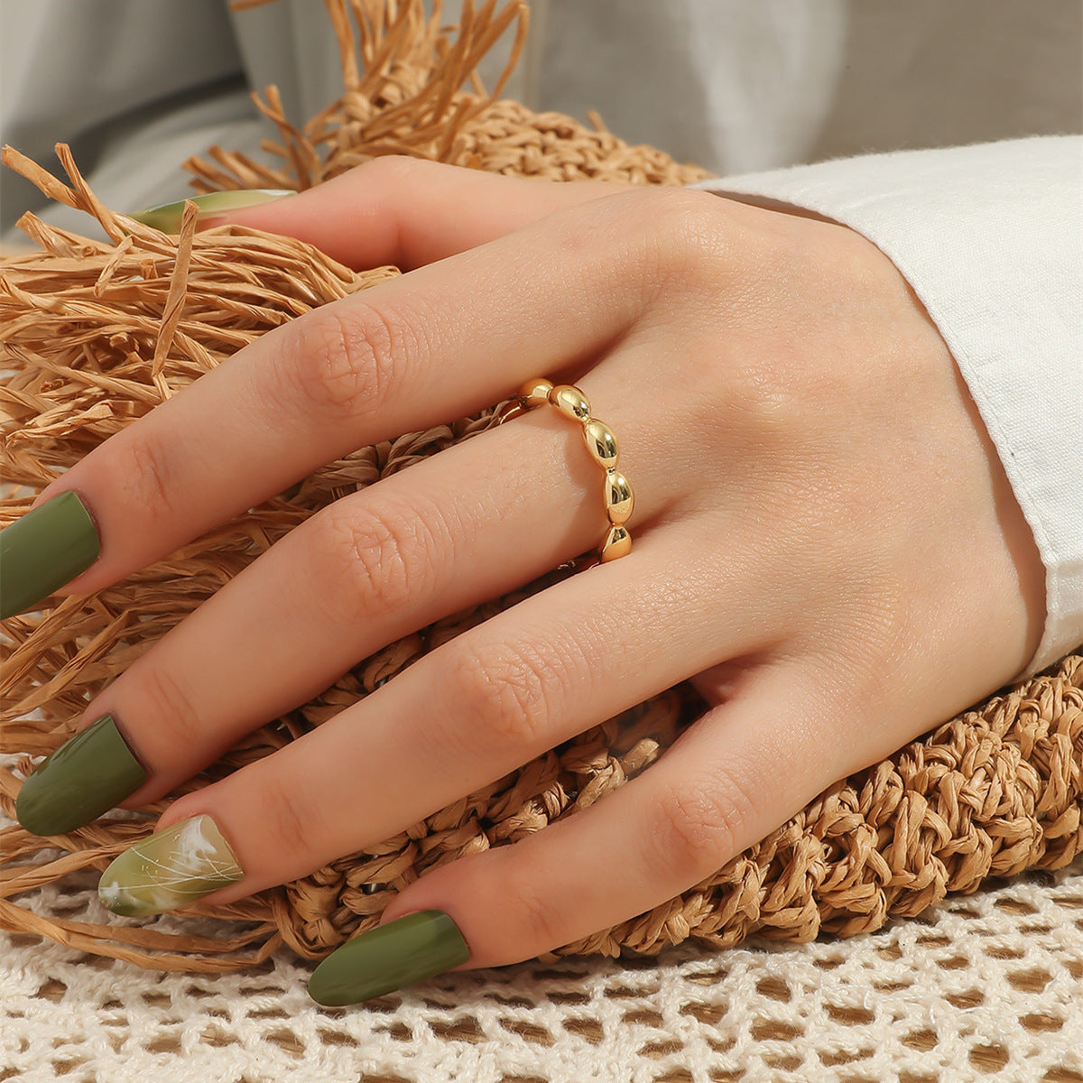 European and American simple plain ring open ring ins versatile stack wearing geometric retro rings woman