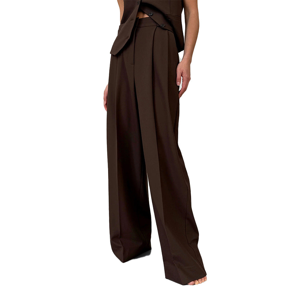 drape wide-leg trousers European and American spring and summer new versatile loose suit pants straight suit trousers women pant