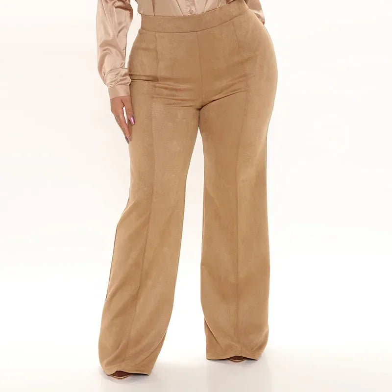 plus Size High Waist Faux Suede Leather Pant Women Slim Straight-leg Casual Stretch Trousers Bodycon 4XL Custom