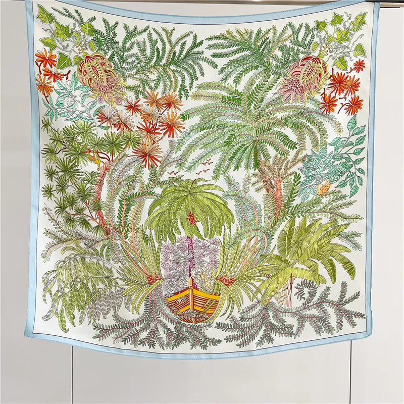 100% Natural Silk Scarf for Women Print Bufanda Mujer Real Silk Headscarf 65x65cm Bandanas Silk Scarves Square Neckscarf Wraps