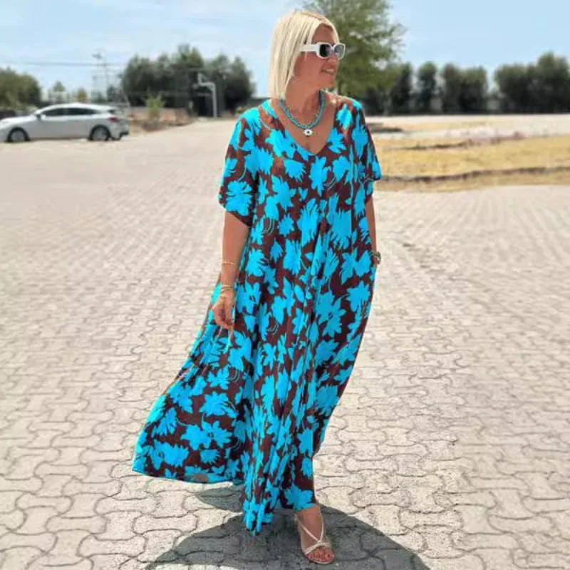 Plus Size Dresses Women Loose Comfortable Leaf Print Pattern Frocks 4XL 5XL Summer Beach Travel Home Essential Casual Clothing dress